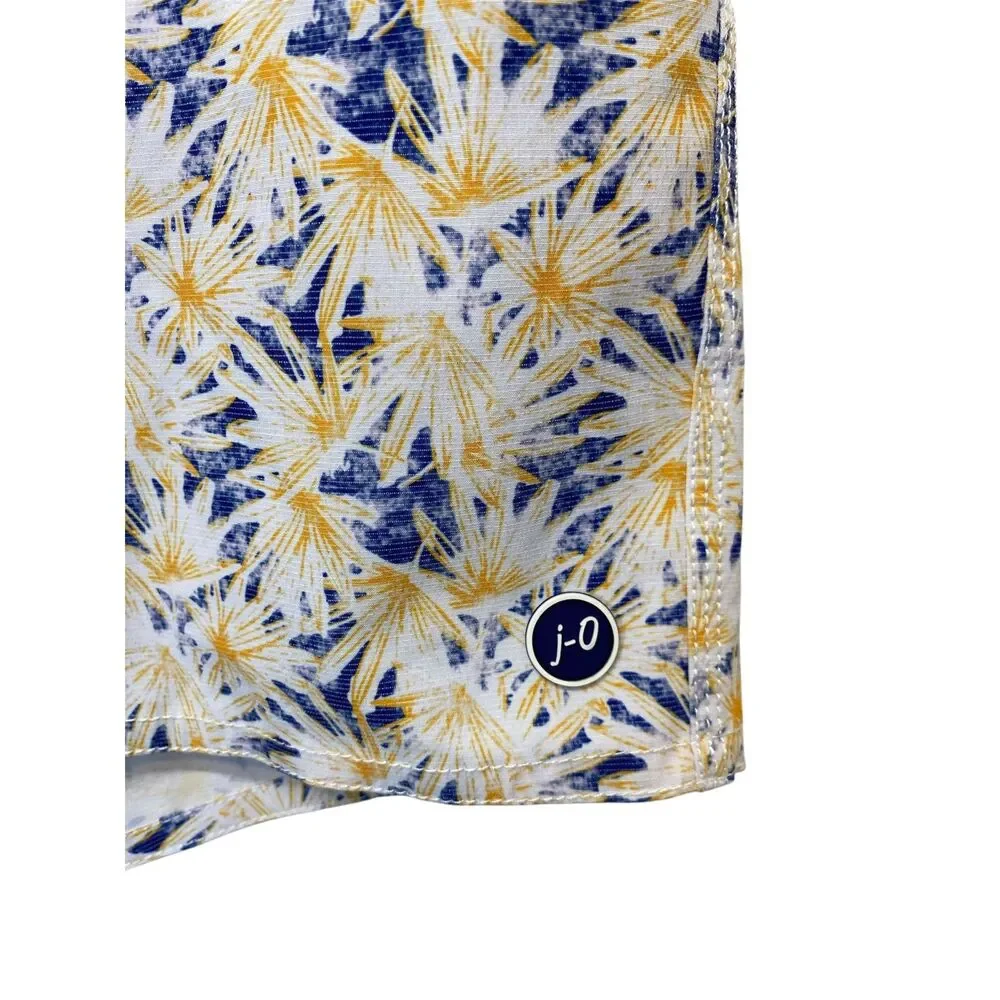 Johnnie-O Grenada Swim Trunk Shorts Men L Yellow Blue Hawaiian Preppy Vacation